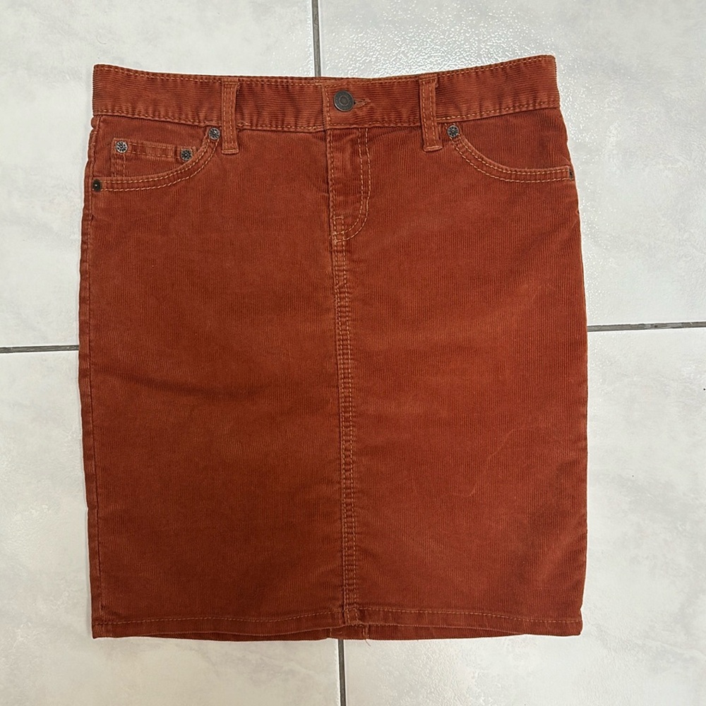 Gap jeans cotton Corduroy burnt orange rust pencil skirt
